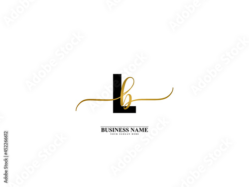 Letter LB Logo, creative lb bl signature logo for wedding, fashion, apparel and clothing brand or any business photo