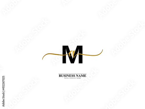 Letter MA Logo, creative ma am signature logo for wedding, fashion, apparel and clothing brand or any business