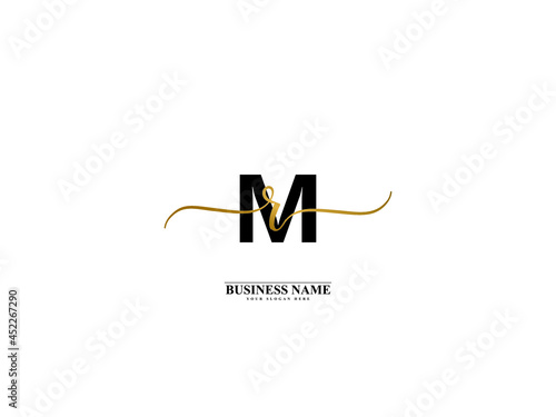Letter MR Logo, creative mr rm signature logo for wedding, fashion, apparel and clothing brand or any business