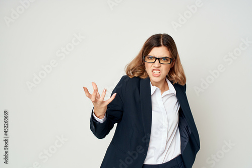 cheerful business woman in a suit work documents official Professional