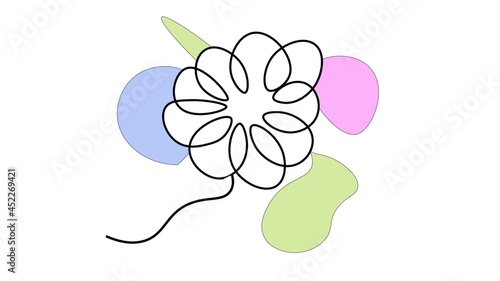 Flower One Line Drawing. Continuous Line of Simple Flower . Abstract Contemporary Botanical Design Template for Minimalist Covers  t-Shirt Print  Postcard  Banner and also used in Posters.
