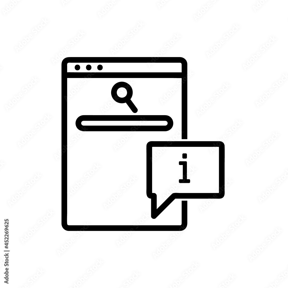 Information icon. Flat pictogram for web. Line stroke. Simple info guide symbol isolated on white background. Outline vector eps10