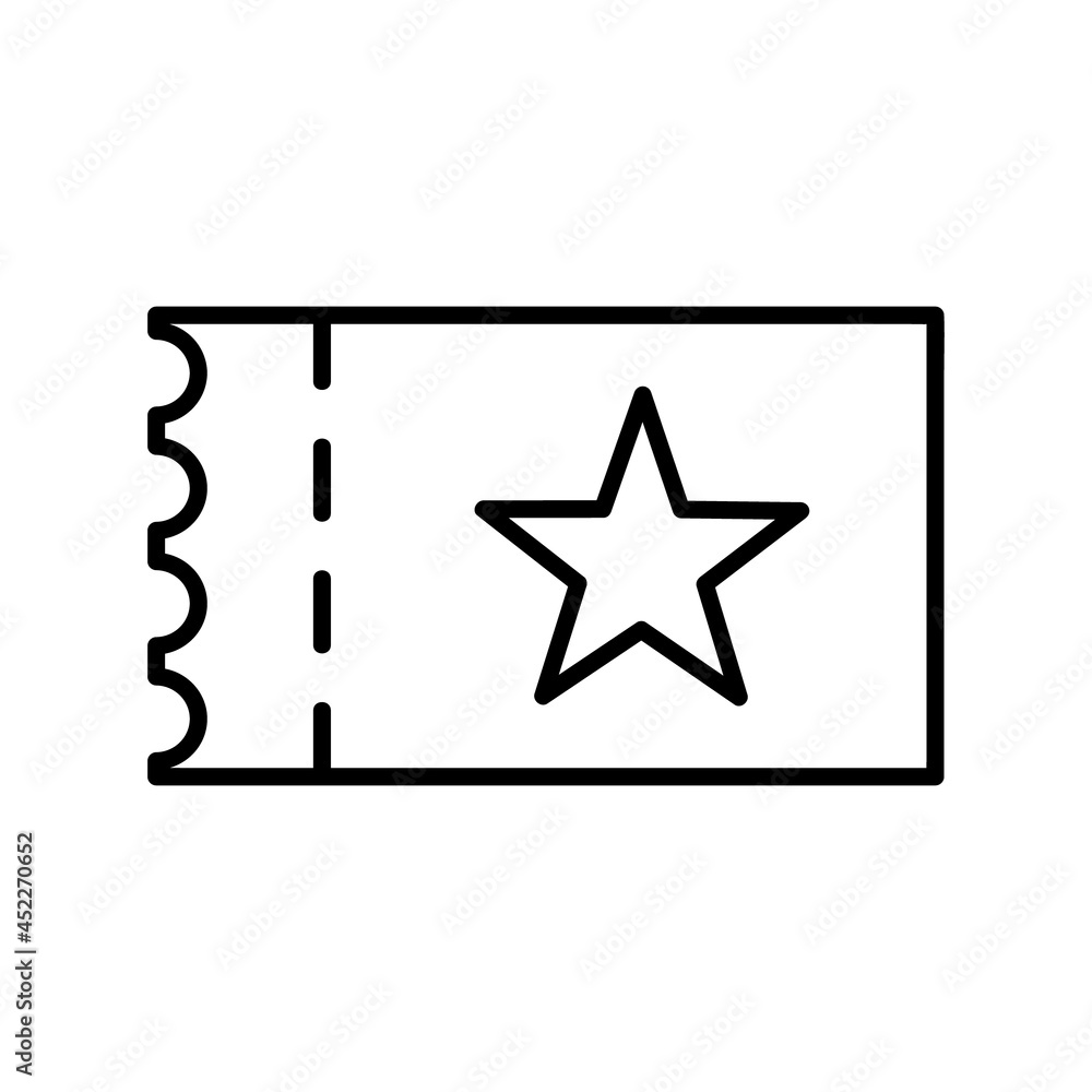 Ticket icon. Flat pictogram for web. Line stroke. Simple symbol isolated on white background. Outline vector eps10 Ticket icon. Flat pictogram for web. Line stroke. Simple symbol isolated on white background. Outline vector eps10
