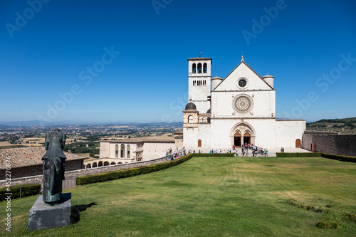Assisi village in Umbria region, Italy. The most important Italian Basilica dedicated to St. Francis - San Francesco.