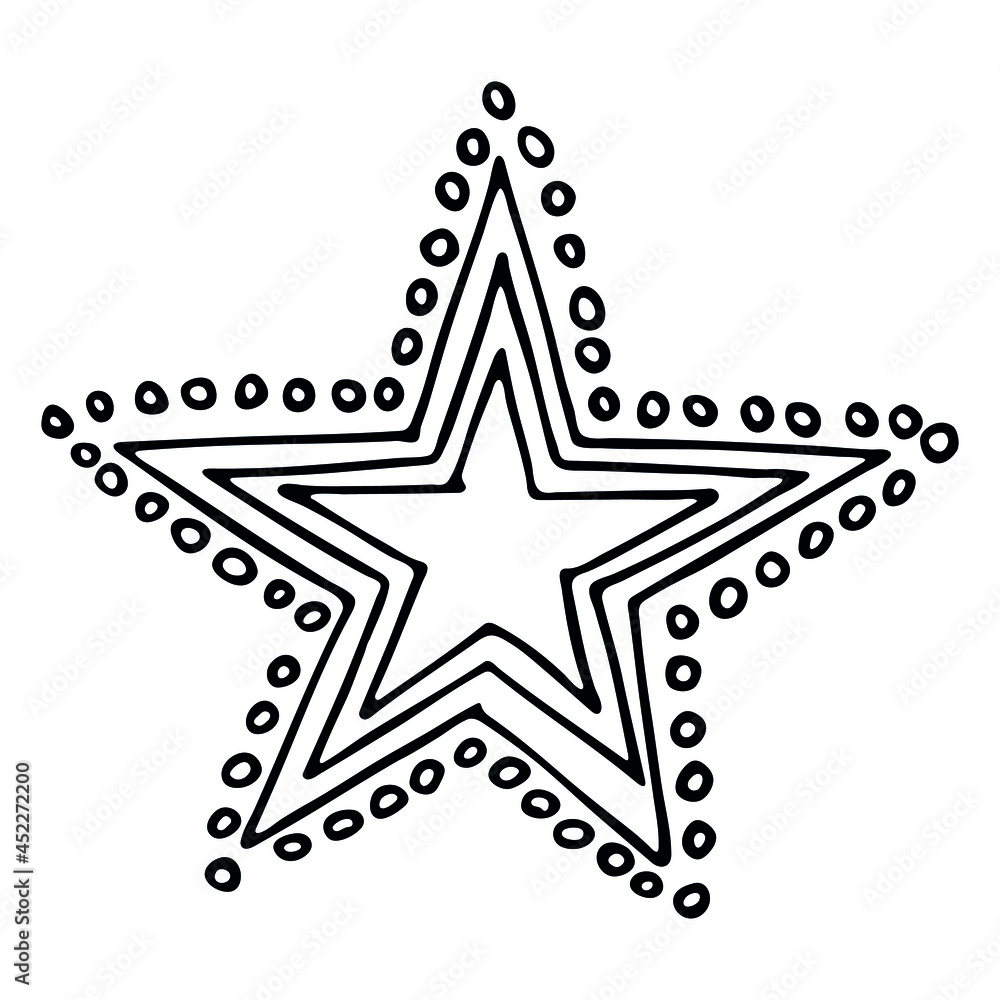 Vector hand drawn star isolated on white background. Cute doodle star illustration. For print, web, design, decor, logo. Vector hand drawn star isolated on white background. Cute doodle star illustration. For print, web, design, decor, logo.