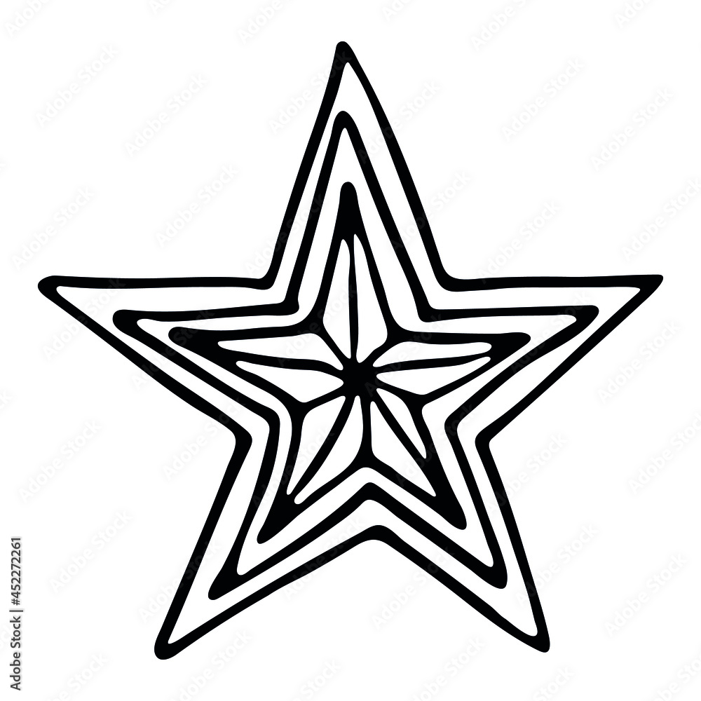 Vector hand drawn star isolated on white background. Cute doodle star illustration. For print, web, design, decor, logo. Vector hand drawn star isolated on white background. Cute doodle star illustration. For print, web, design, decor, logo.