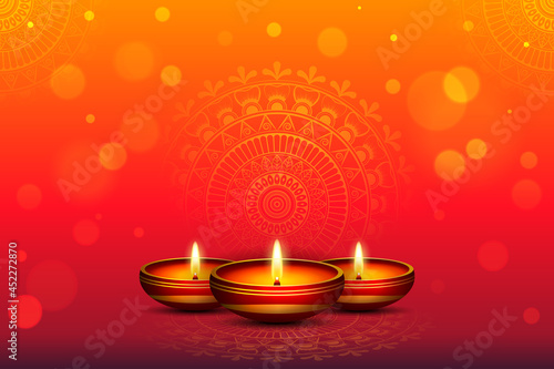 happy diwali festival background with realistic oil lamp. diwali background design for banner, poster, flyer, website banner,