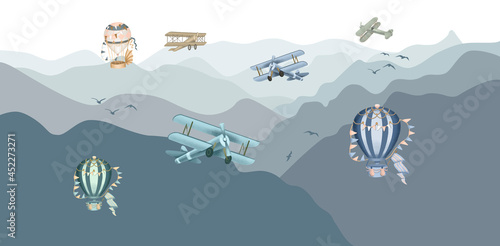 landscape with mountains and clouds