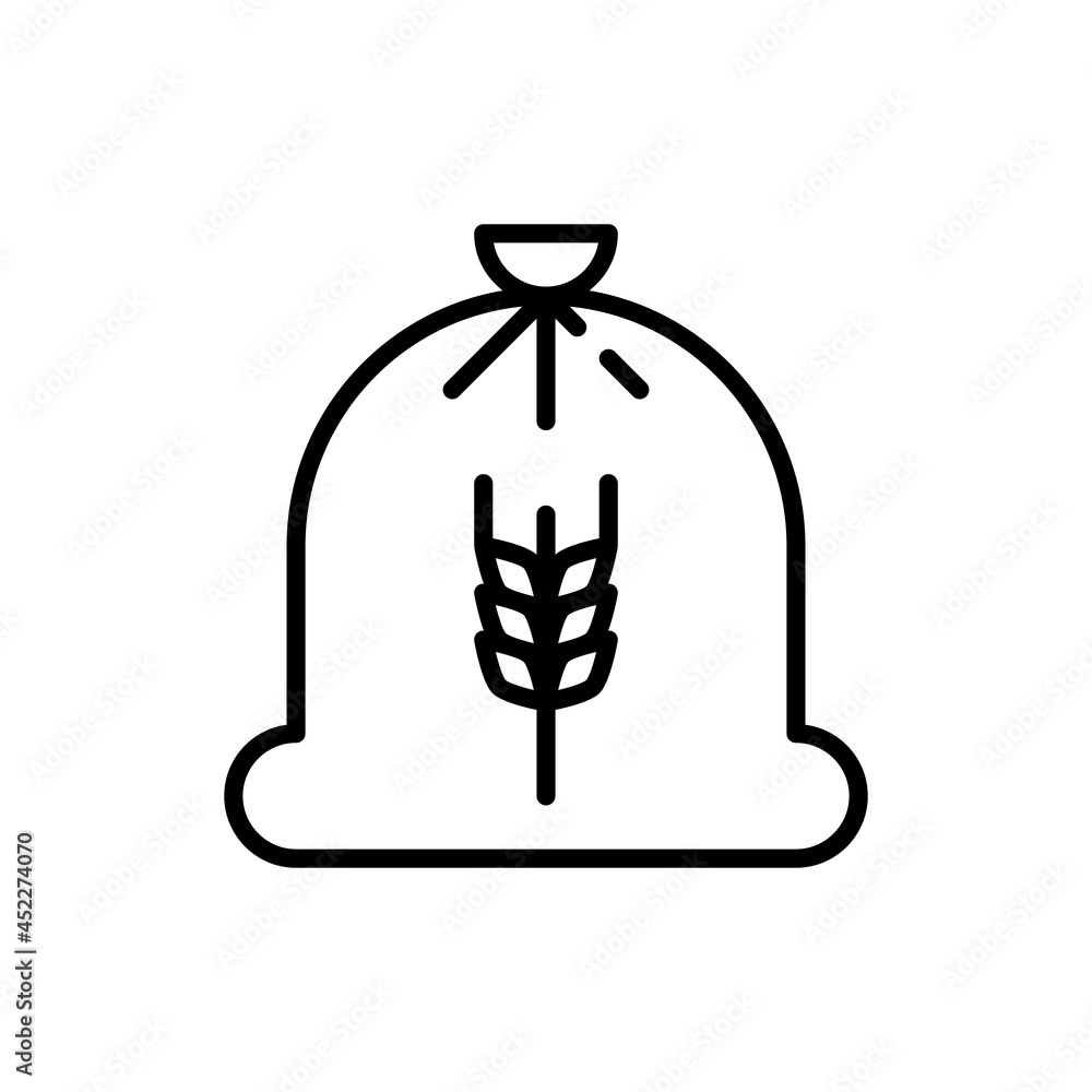 Bag of flour thin line icon. Modern vector illustration of organic cereal. Bag of flour thin line icon. Modern vector illustration of organic cereal.