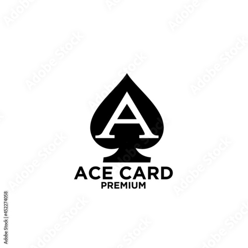 premium ace card black vector logo icon design