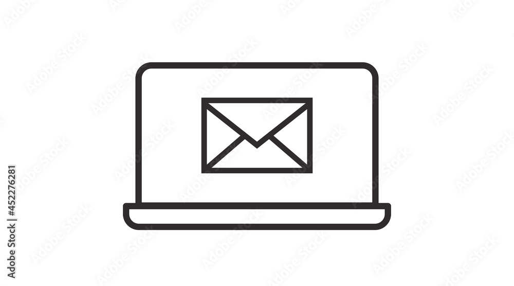 Laptop Mail Icon. Vector isolated editable black and white illustration Laptop Mail Icon. Vector isolated editable black and white illustration
