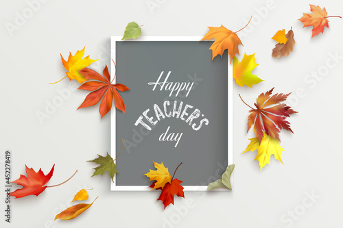 Teachers day background with fall leaves