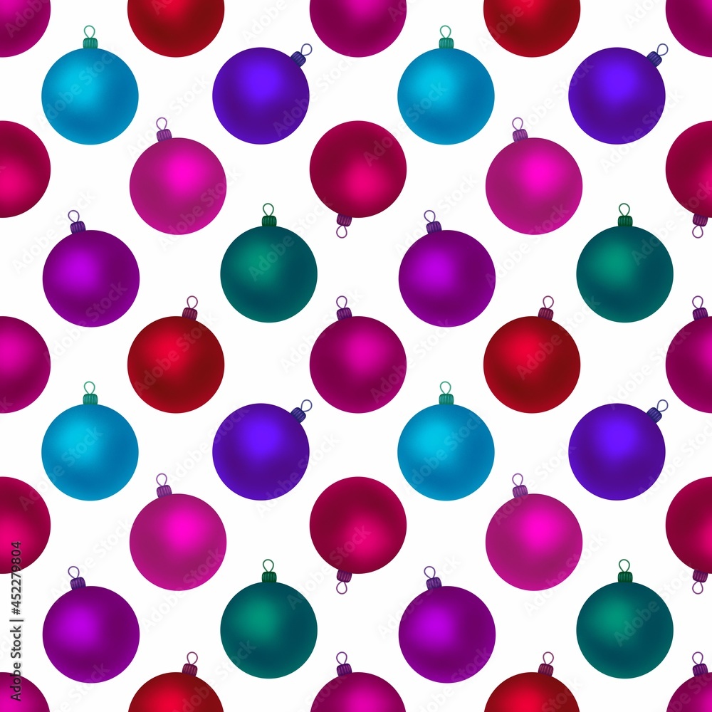 Christmas red balls on a white background. Seamless pattern. Christmas endless background for the holiday. Christmas red balls on a white background. Seamless pattern. Christmas endless background for the holiday.