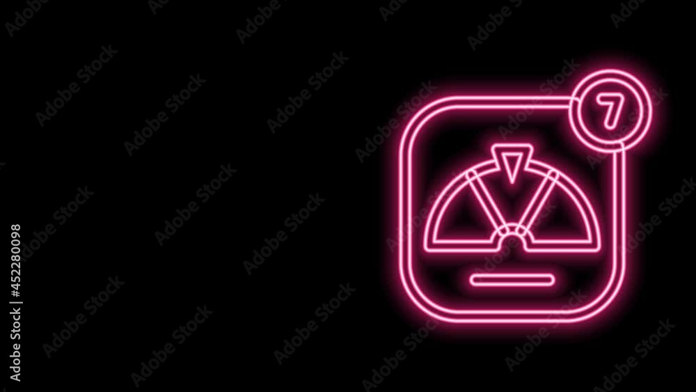 Glowing neon line Lucky wheel icon isolated on black background. 4K Video motion graphic animation Glowing neon line Lucky wheel icon isolated on black background. 4K Video motion graphic animation