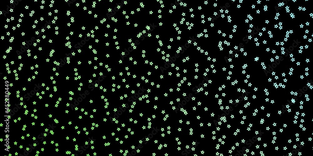 Dark Green vector template with neon stars. Dark Green vector template with neon stars.