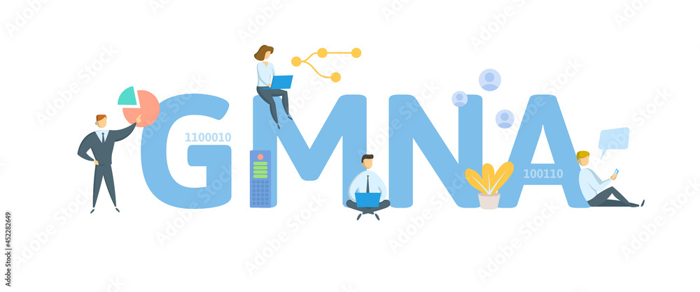 GMNA, Geologic Map of North America. Concept with keyword, people and icons. Flat vector illustration. Isolated on white. GMNA, Geologic Map of North America. Concept with keyword, people and icons. Flat vector illustration. Isolated on white.