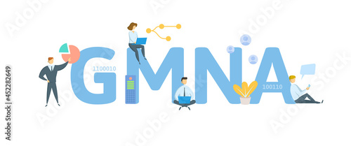 GMNA, Geologic Map of North America. Concept with keyword, people and icons. Flat vector illustration. Isolated on white.
