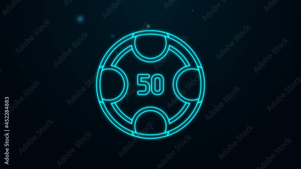 Glowing neon line Casino chips icon isolated on black background. Casino gambling. 4K Video motion graphic animation Glowing neon line Casino chips icon isolated on black background. Casino gambling. 4K Video motion graphic animation