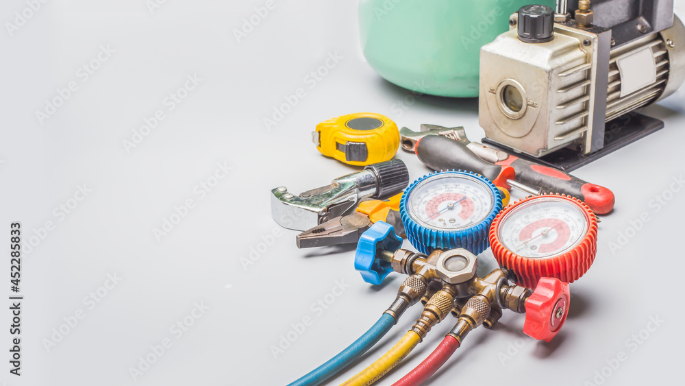 Tools for air conditioning repair and maintenance. Tools for air conditioning repair and maintenance.