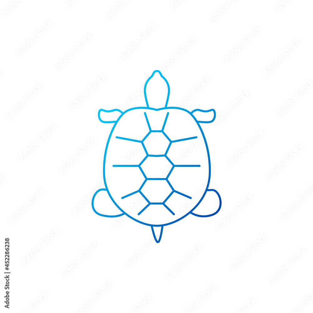 Obraz premium Turtle outline icon. Maldives marine life. Coral island. Exotic vacation. Isolated vector stock illustration
