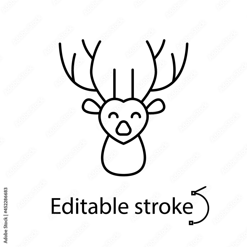 Deer outline icon. Taiwanese animal. Oriental custom. Asian item. Editable stroke. Isolated vector illustration Deer outline icon. Taiwanese animal. Oriental custom. Asian item. Editable stroke. Isolated vector illustration