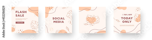 Abstract creative backgrounds collections. Set of minimal trendy design templates for business social media stories with cute elements. Vector illustration