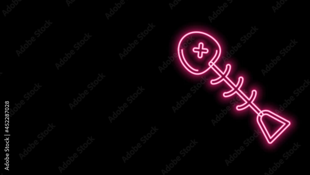 Glowing neon line Dead fish icon isolated on black background. 4K Video motion graphic animation Glowing neon line Dead fish icon isolated on black background. 4K Video motion graphic animation
