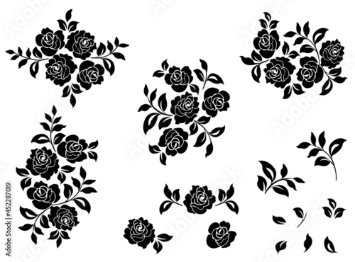 set of decorative floral elements