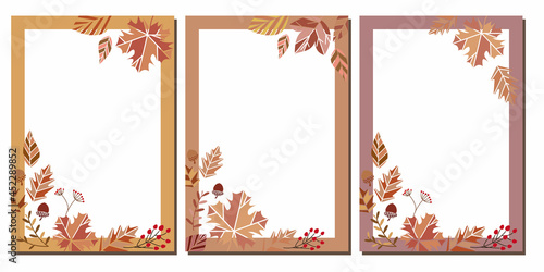 Set of autumn decorative vector frame. Autumn illustration collection. Web, banner, event, sale, promotion design. vector template for autumn design.