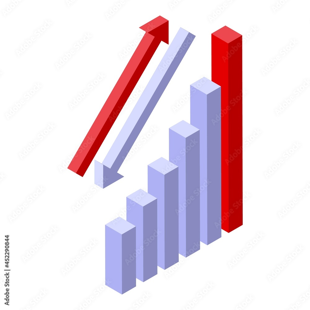 Finance success graph icon isometric vector. Growth arrow. Financial diagram Finance success graph icon isometric vector. Growth arrow. Financial diagram