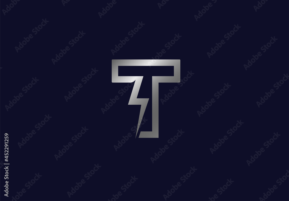 Initial T Power lightning thunder Logo. letter G and thunder bolt icon combination isolated on dark background, Logo Design Template element, vector illustration Initial T Power lightning thunder Logo. letter G and thunder bolt icon combination isolated on dark background, Logo Design Template element, vector illustration