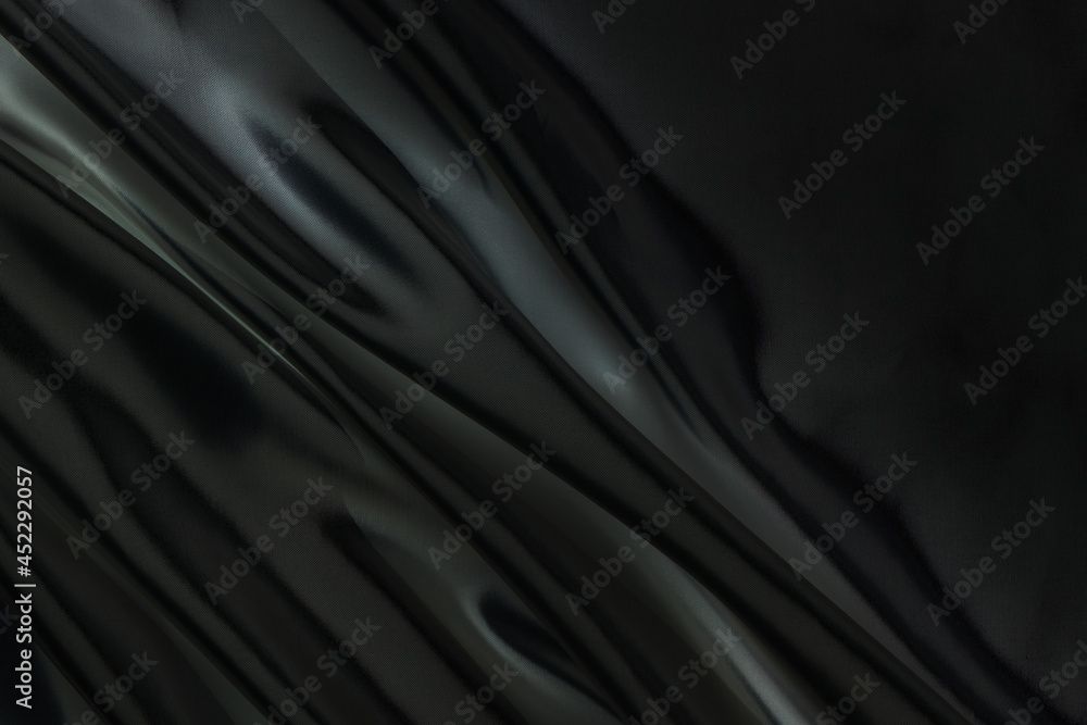 Fototapeta premium Abstract black Satin Silky Cloth for background,