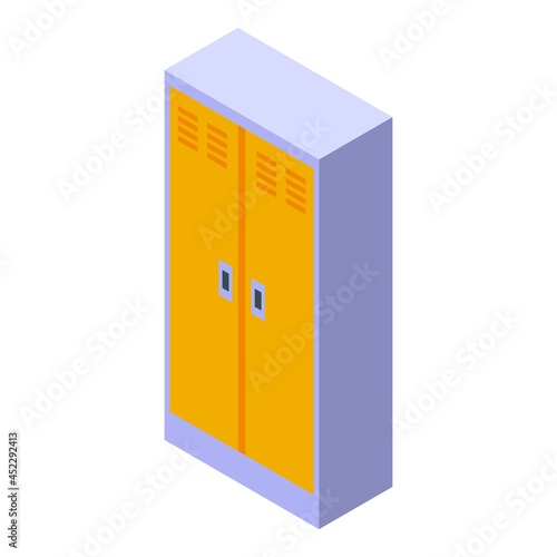 Gym locker icon isometric vector. Open room. School storage