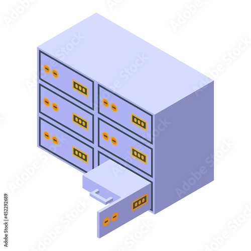 Money access locker icon isometric vector. Verification hacker. Bank security
