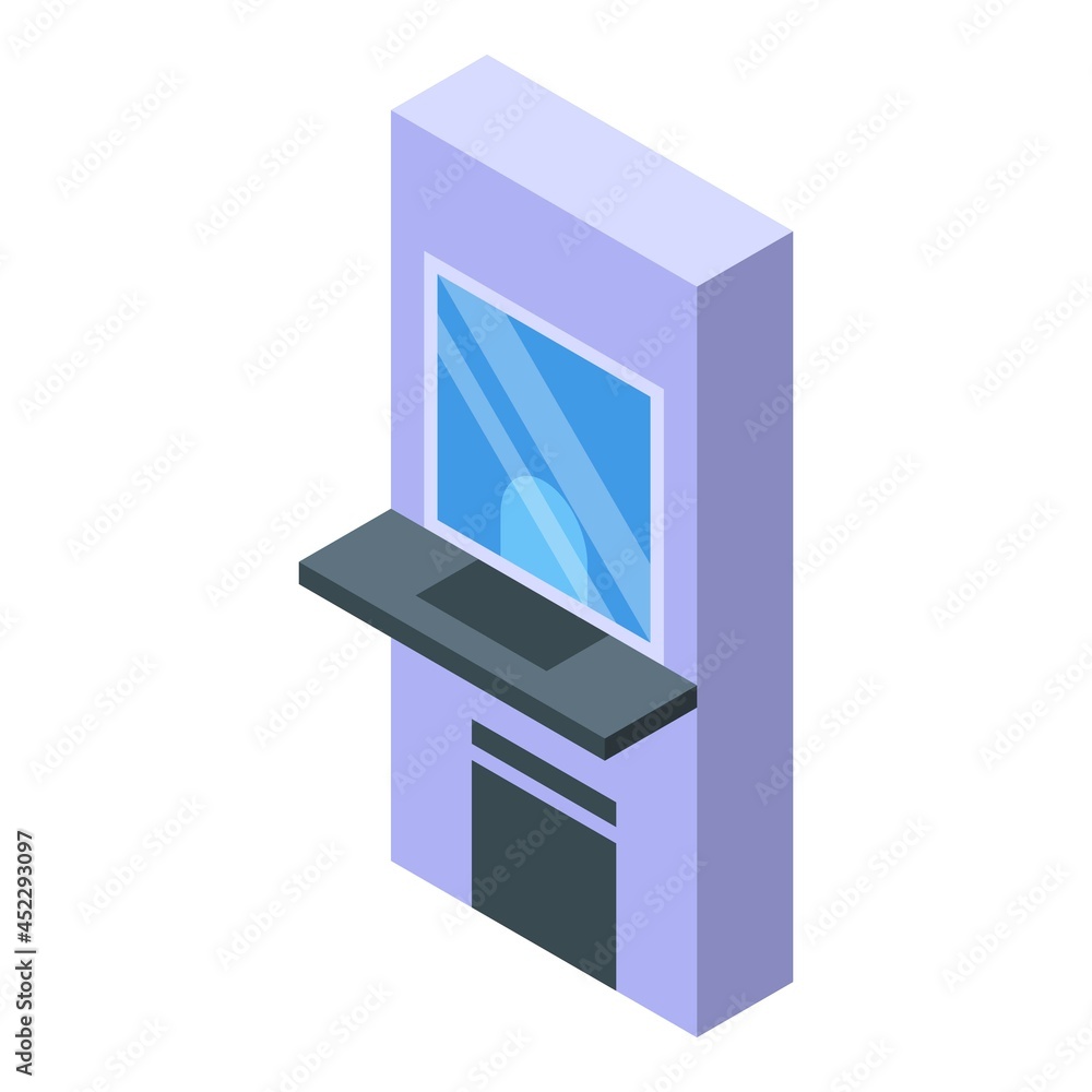 Bank kiosk icon isometric vector. Machine information. Terminal service Bank kiosk icon isometric vector. Machine information. Terminal service