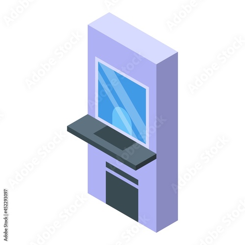 Bank kiosk icon isometric vector. Machine information. Terminal service