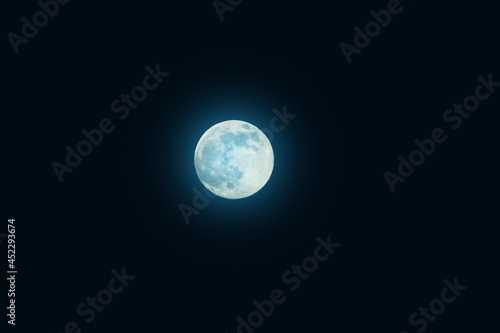 full blue spooky moon in the night sky, halloween spooky background