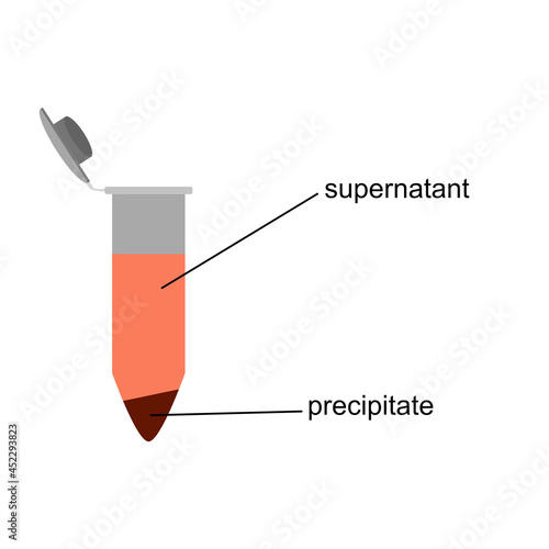 Vector illustration of supernatant liquid and precipitate in a tube.