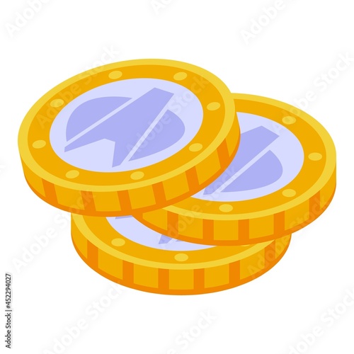 Euro coin icon isometric vector. Gold money. Cash currency