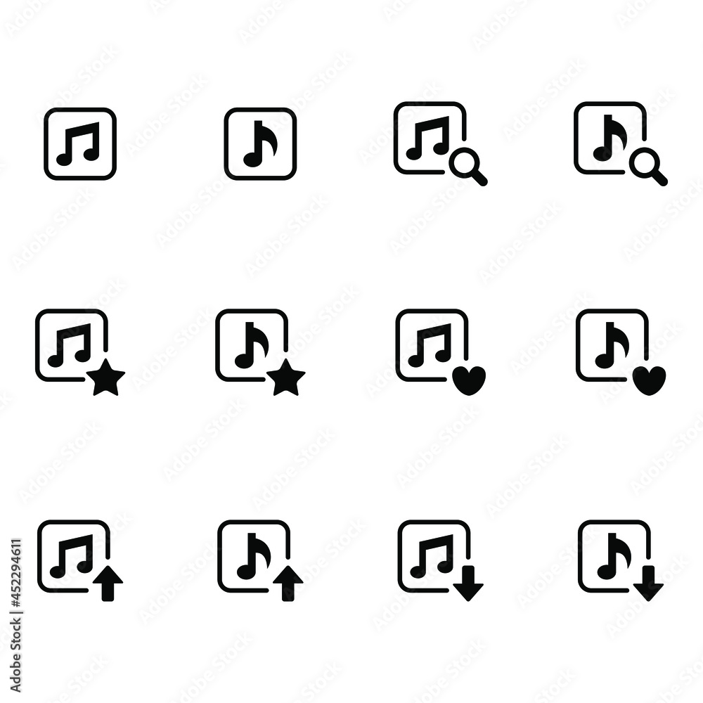 Music audio icons set vector graphic