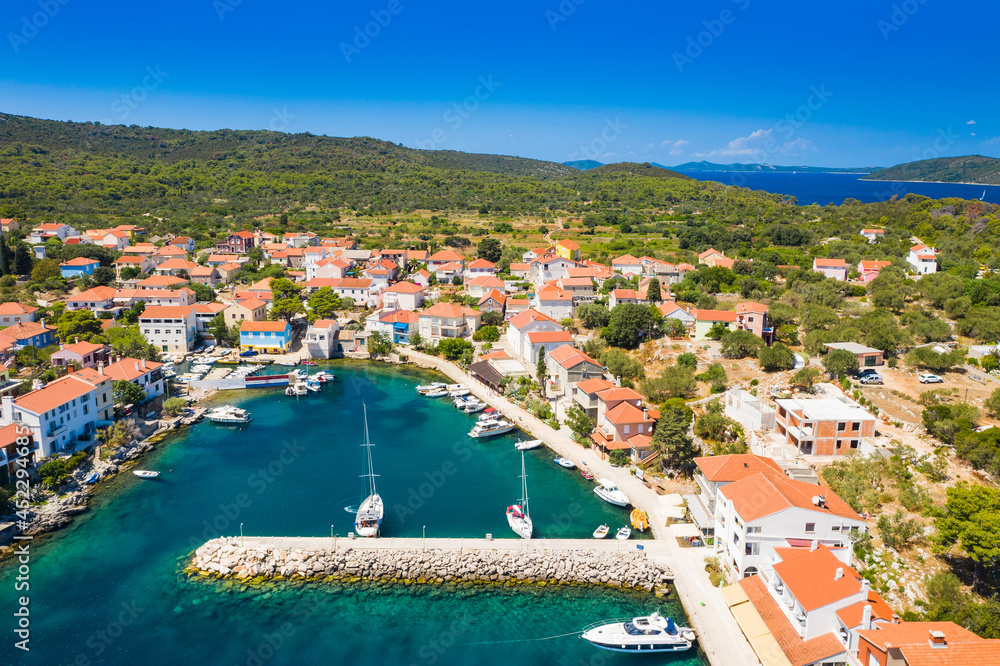 Aerial view of picturesque town of Bozava on the island of Dugi Otok in Croatia