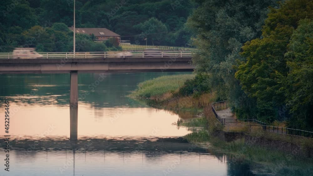 custom made wallpaper toronto digitalCars Over Bridge By Trees At Sunset