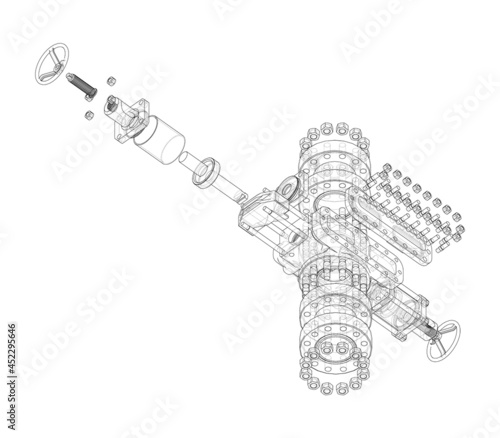 Blowout preventer. Vector rendering of 3d