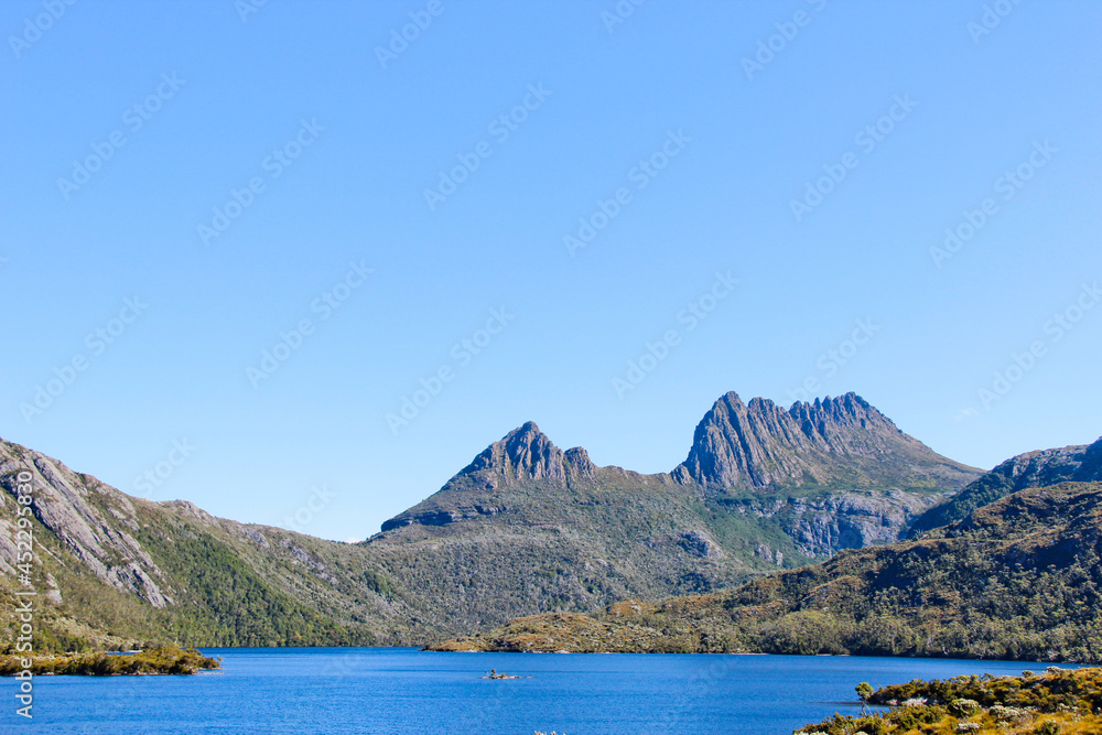 Scenic view of Cradle Mountain Dove Lake Tasmania Australia. No People. Space for copy.