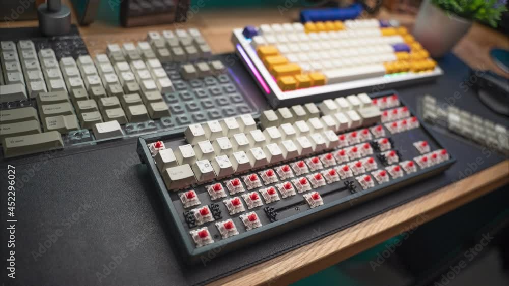 Timelapse or stop motion of keycaps assembly on gaming RGB keyboard Timelapse or stop motion of keycaps assembly on gaming RGB keyboard