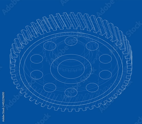 Gear wheel. Vector rendering of 3d