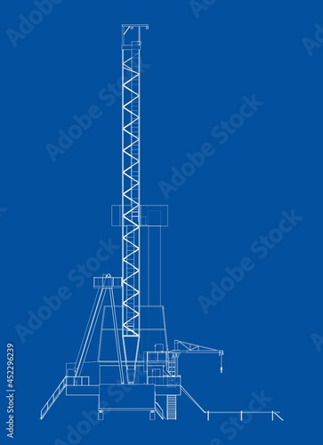 Oil rig. Orthography vector