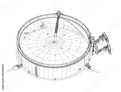 Large oil tank with floating roof. Vector