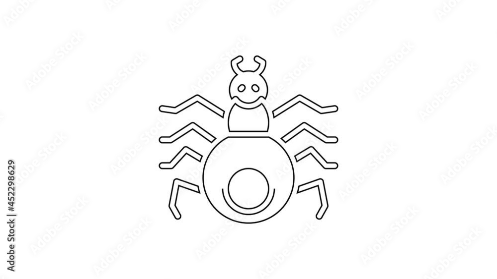 Black line Spider icon isolated on white background. Happy Halloween party. 4K Video motion graphic animation Black line Spider icon isolated on white background. Happy Halloween party. 4K Video motion graphic animation