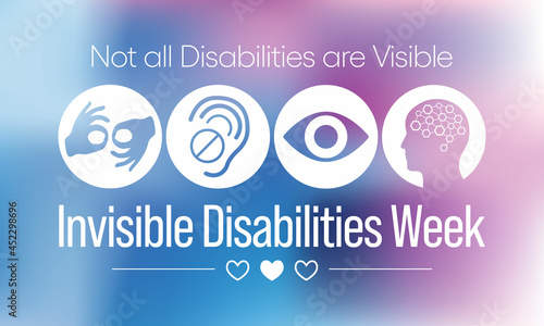 Invisible Disabilities awareness week is observed every year in October, also known as Hidden or Non-visible Disabilities that are not immediately apparent. Vector illustration